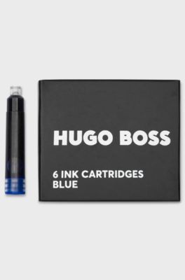 Six-pack of blue-ink fountain pen refills, Black
