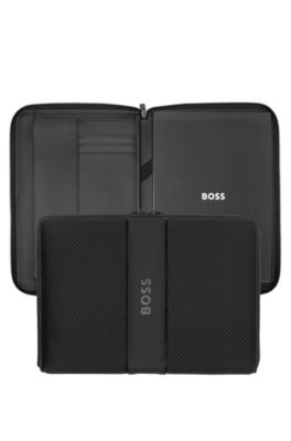 Black A4 conference folder with logo trim, Black