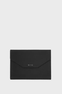 Black A5 folder in textured faux leather, Black
