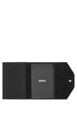 Cartella A5 in similpelle nera lavorata, Nero