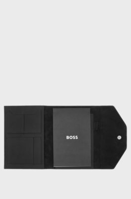 Black A5 folder in textured faux leather, Black