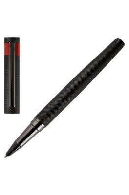 Black rollerball pen with matte diamond-cut pattern, Black