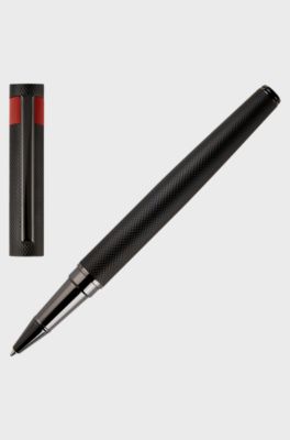 Black rollerball pen with matte diamond-cut pattern, Black