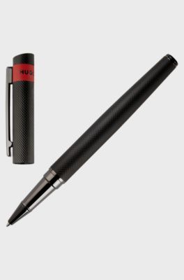 Black rollerball pen with matte diamond-cut pattern, Black