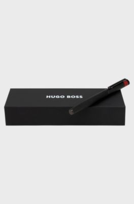 Black rollerball pen with matte diamond-cut pattern, Black