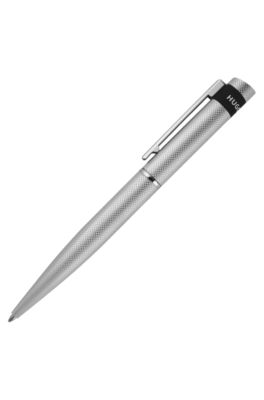 Chrome ballpoint pen with matte diamond-cut pattern, Black