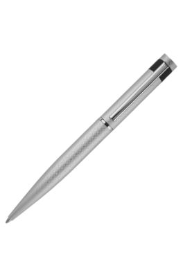 Chrome ballpoint pen with matte diamond-cut pattern, Black