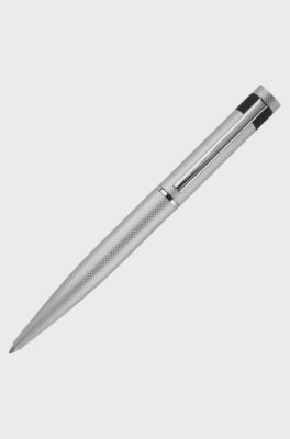 Chrome ballpoint pen with matte diamond-cut pattern, Black