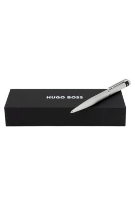 Chrome ballpoint pen with matte diamond-cut pattern, Black