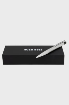 Chrome ballpoint pen with matte diamond-cut pattern, Black