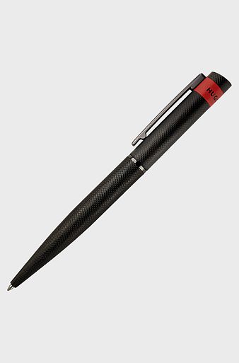 Black ballpoint pen with matte diamond-cut pattern, Black