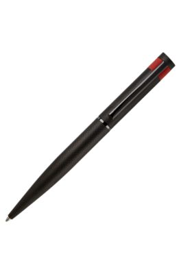 Black ballpoint pen with matte diamond-cut pattern, Black