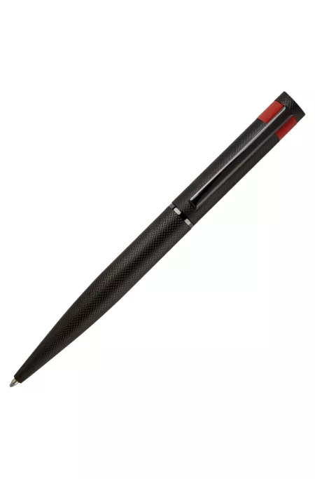Black ballpoint pen with matte diamond-cut pattern