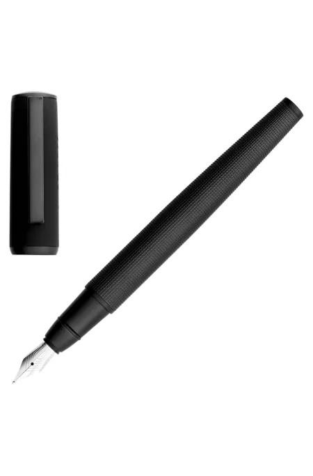 Stylo-plume à la texture mélangée avec capuchon noir logoté