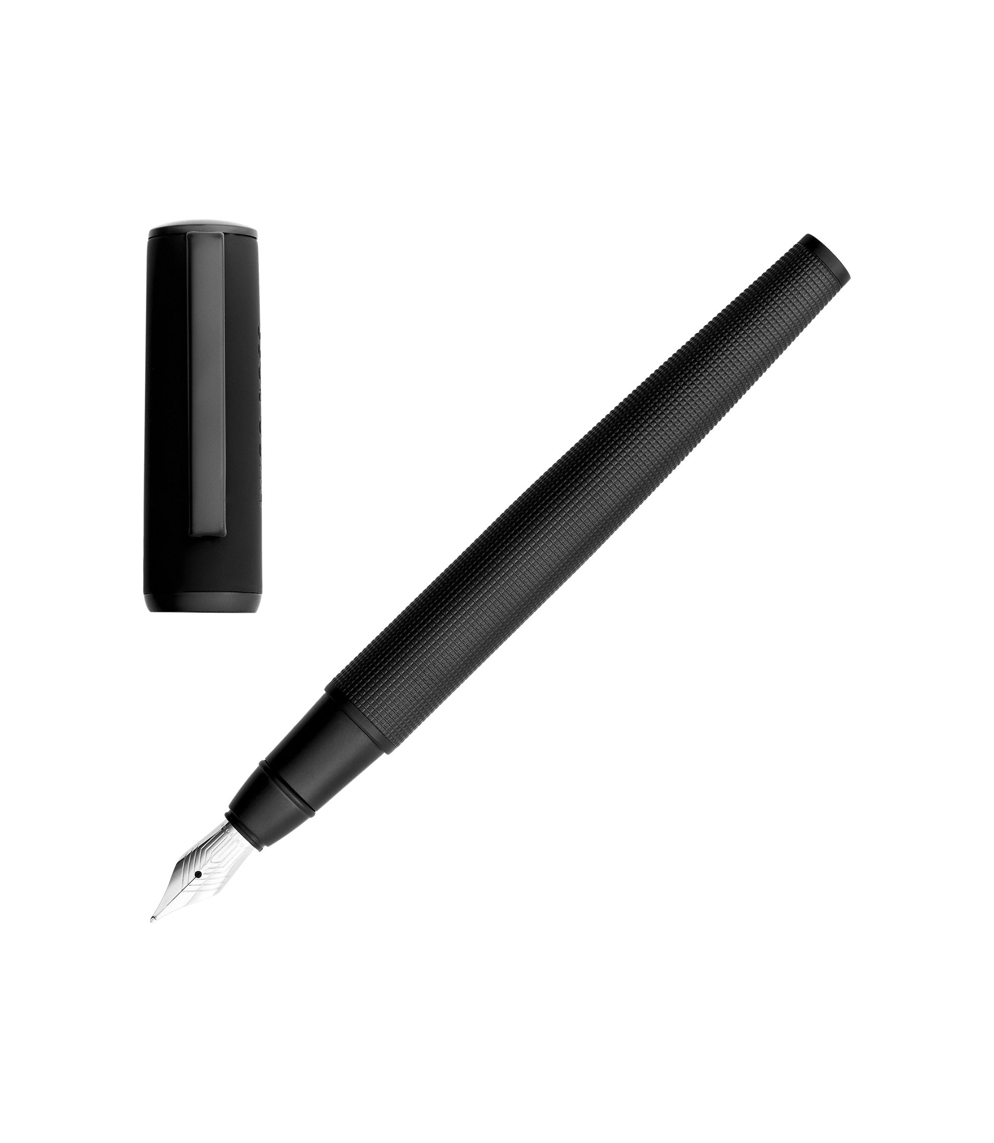 BOSS - Mixed-texture fountain pen with branded black cap - Black