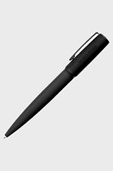 Mixed-texture ballpoint pen with branded black cap, Black