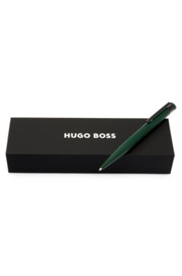 Matte-green ballpoint pen with engraved logo, Black