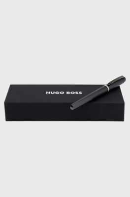Brushed rollerball pen with signature-stripe ring, Grey