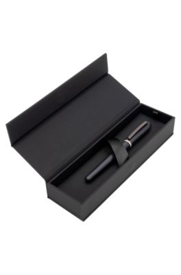 Brushed rollerball pen with signature-stripe ring, Grey