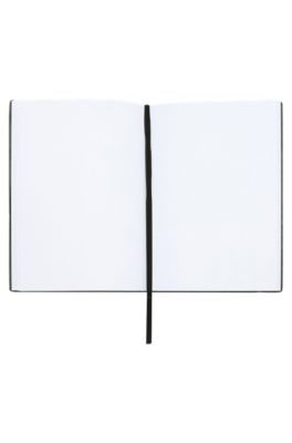 Set med vit A5-anteckningsbok i l&auml;derimitation och kulspetspenna, Vit