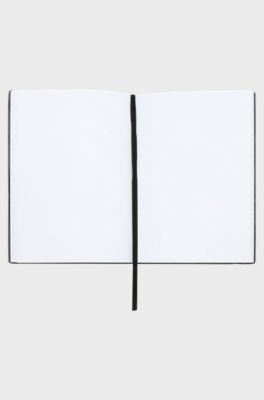 White A5 faux-leather notebook and ballpoint pen set, White