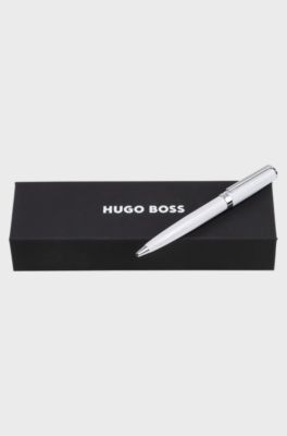 White A5 faux-leather notebook and ballpoint pen set, White