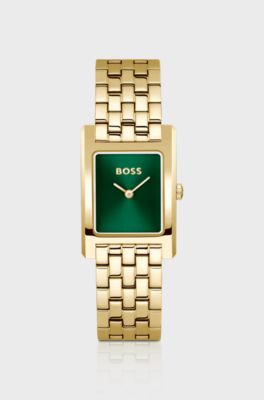 LUCY QTM Orologio color oro con quadrante verde, Color oro