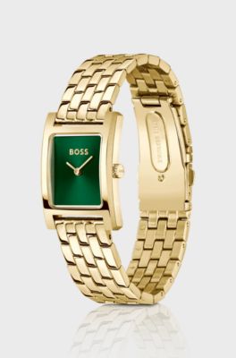 LUCY QTM Gold-tone watch with green dial, Gold tone