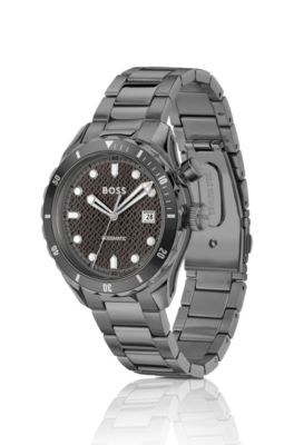 グレーコーティング オートマティックウォッチ モノグラムテクスチャード ダイヤル, ダークグレー