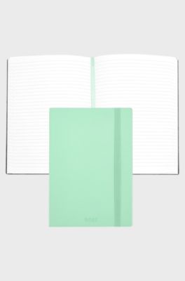A5-notitieblok van pastelgroen imitatieleer, Kalk