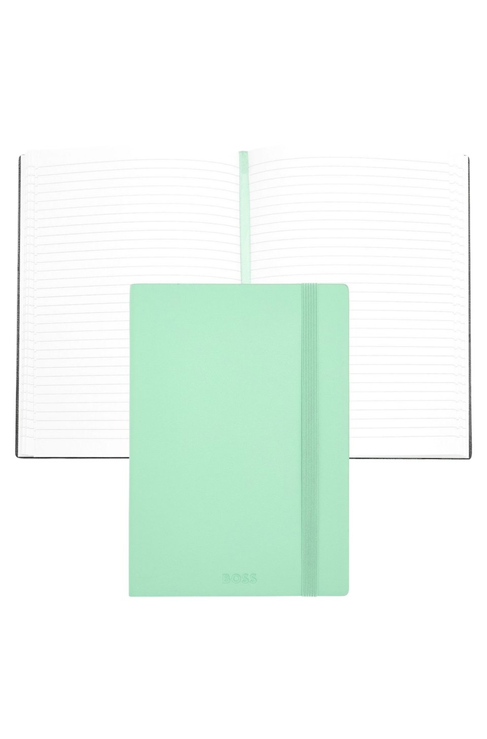 A5 notebook in pastel-green faux leather