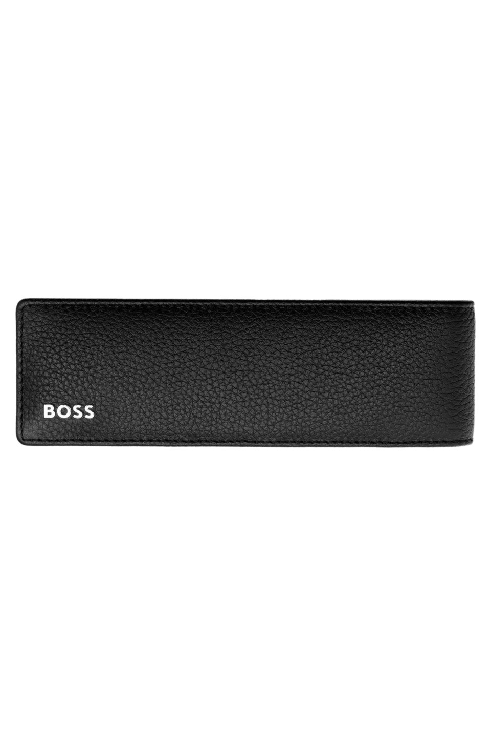 Pen pouch in black grained leather