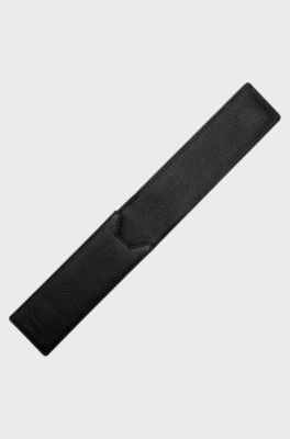 Schwarze Federmappe aus genarbtem Leder, Schwarz