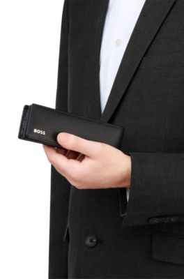 Pen pouch in black grained leather, Black