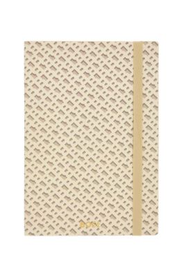Cream A5 notebook with monogram pattern, Beige