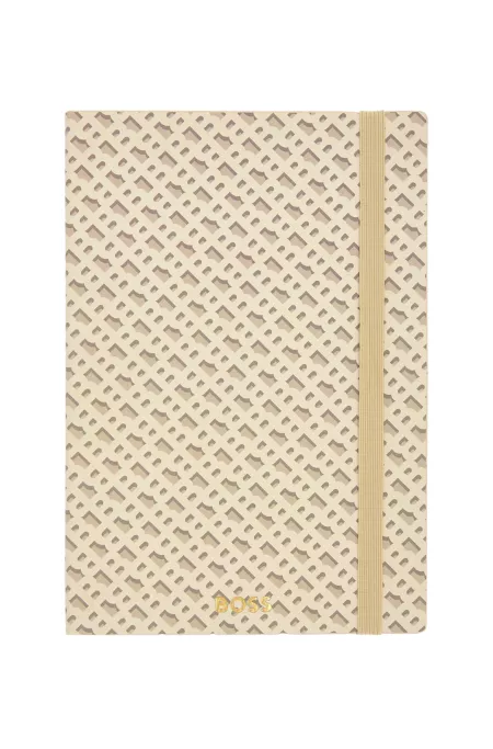 Cream A5 notebook with monogram pattern