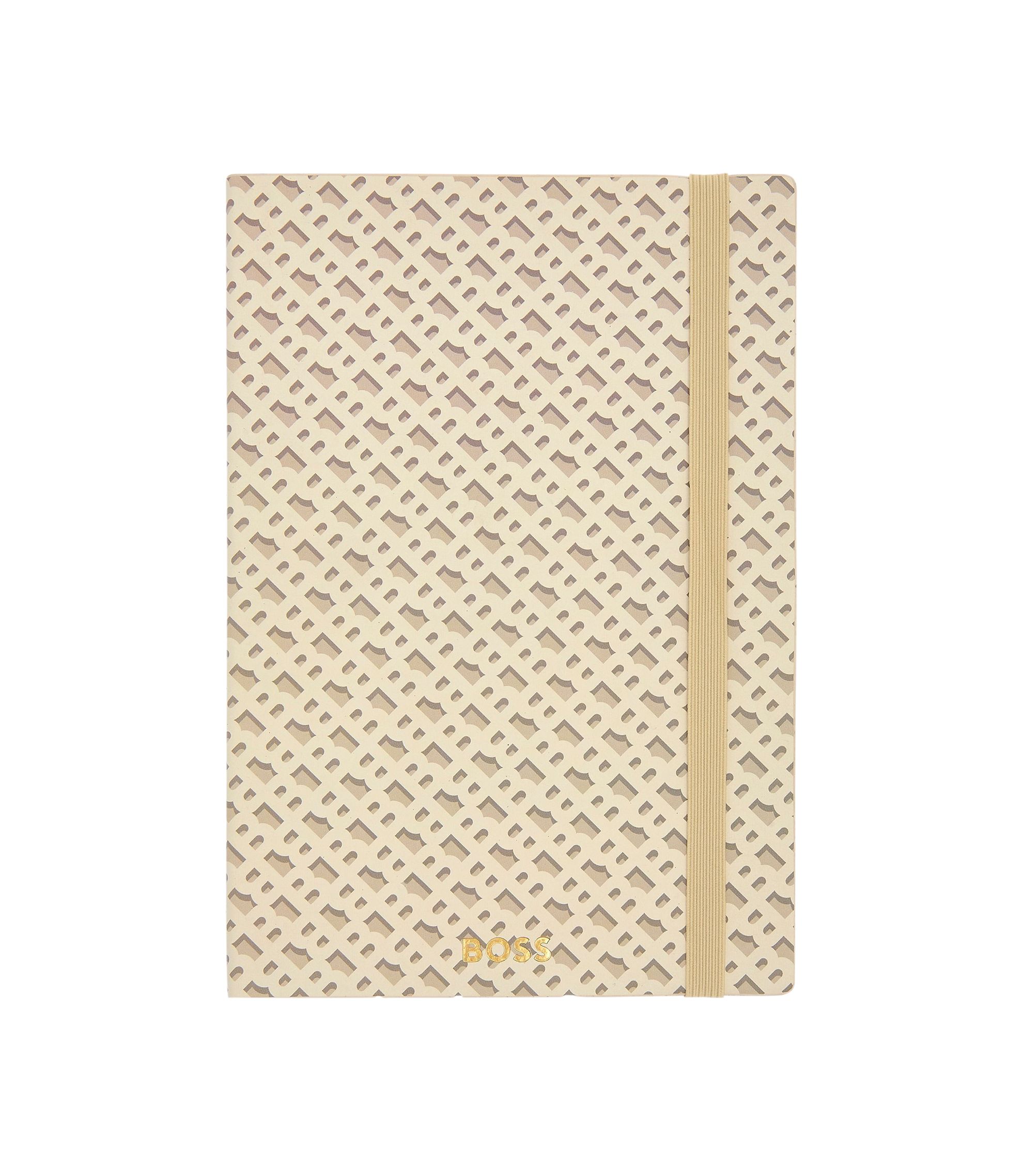 Cremefarbenes DIN-A5-Notizbuch mit Monogramm-Muster
