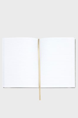 Cremefarvet A5-notesbog med monogramm&oslash;nster, Beige