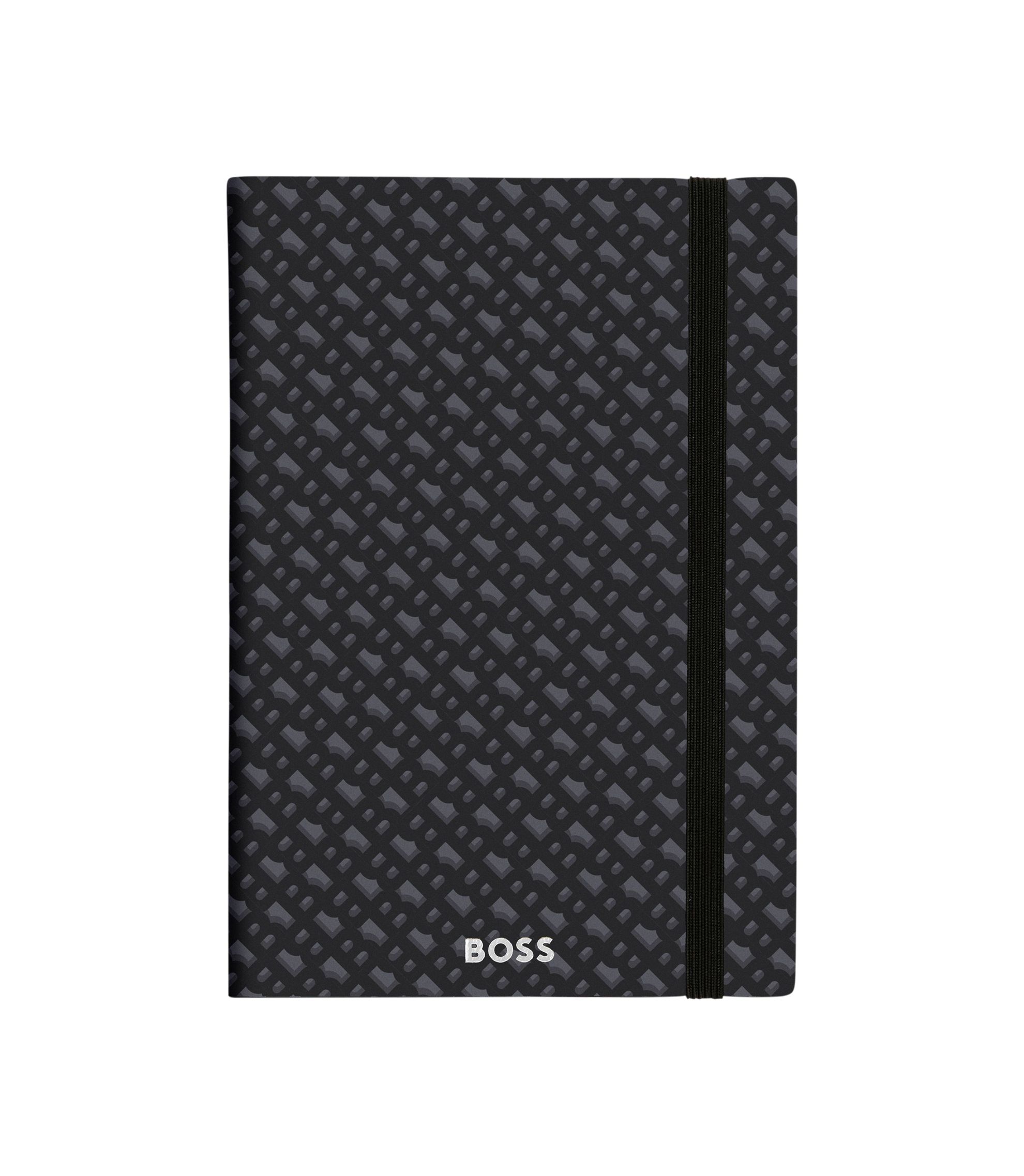 Graues DIN-A5-Notizbuch mit Monogramm-Muster