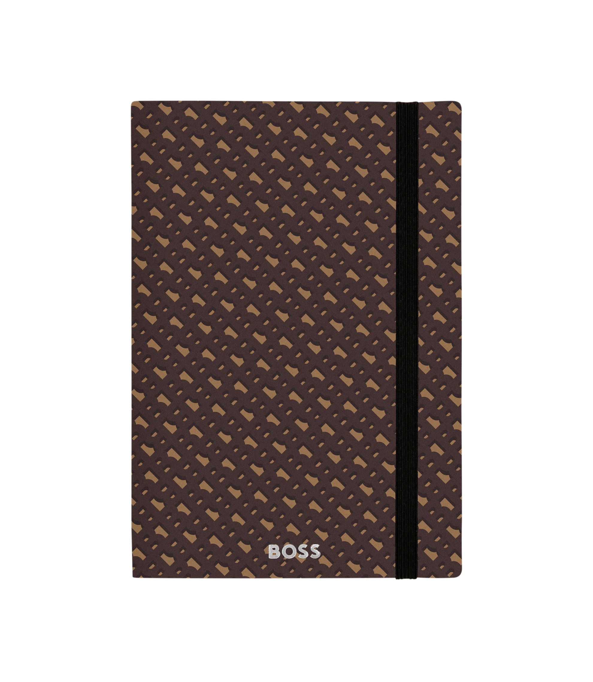 Camelfarbenes DIN-A5-Notizbuch mit Monogramm-Muster