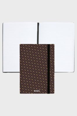 Camel A5 notebook with monogram pattern, Dark Brown