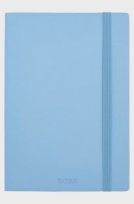 A5 notebook in pastel-blue faux leather, Light Blue
