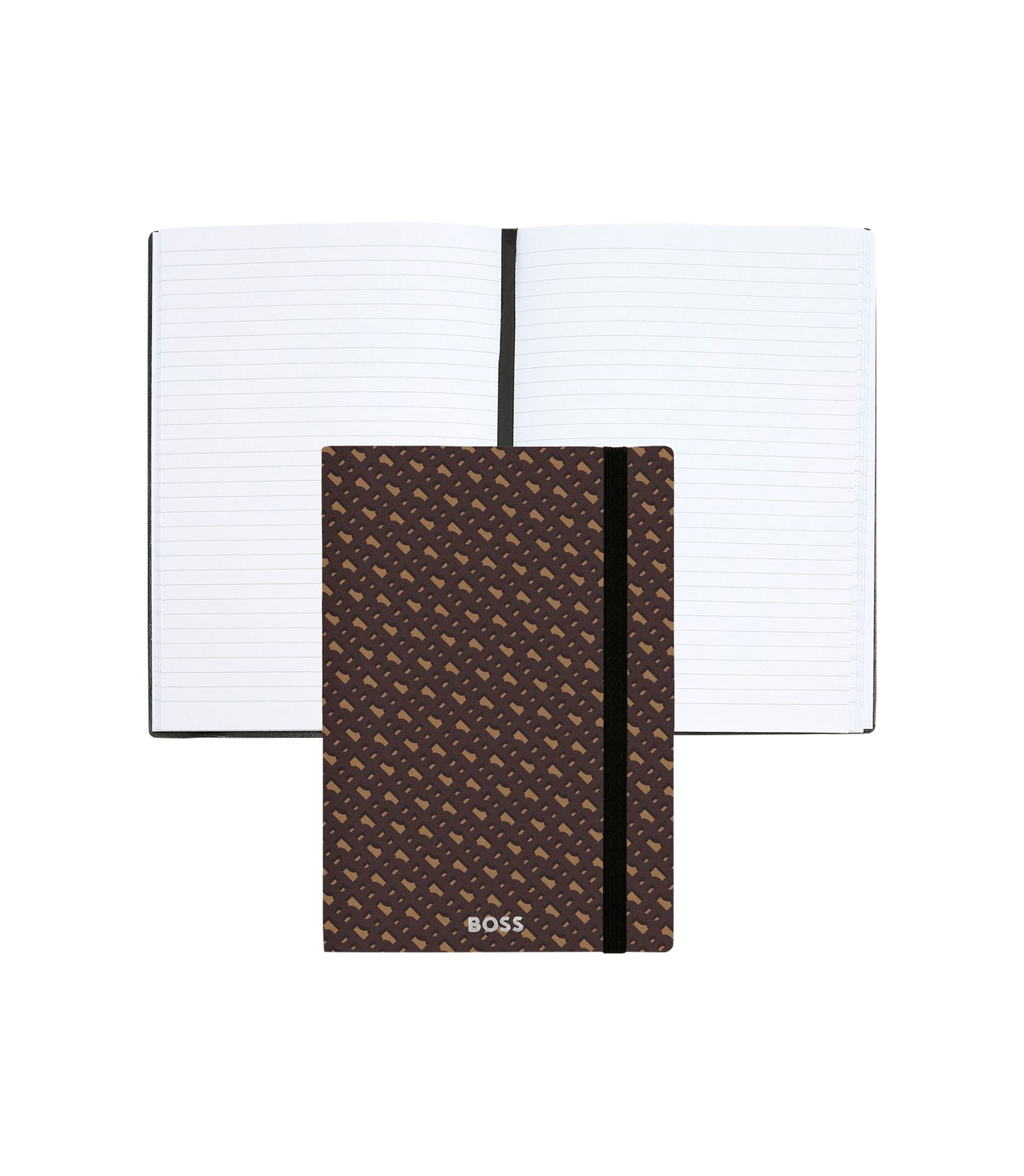 Set aus DIN-A5-Notizbuch mit Monogramm-Muster und Kugelschreiber