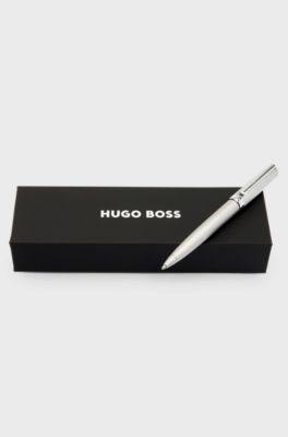 Set con taccuino A5 con monogramma e penna a sfera, Marrone scuro