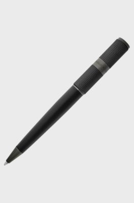 Black brass ballpoint pen with contrasting textures, Black