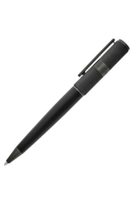 Black brass ballpoint pen with contrasting textures, Black