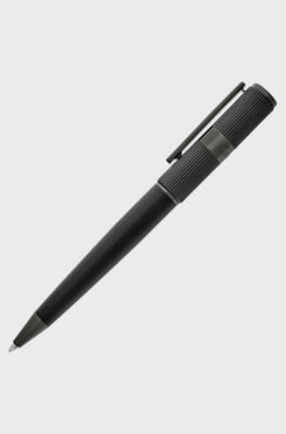 Black brass ballpoint pen with contrasting textures, Black