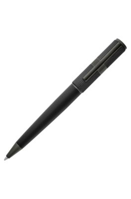 Black brass ballpoint pen with contrasting textures, Black