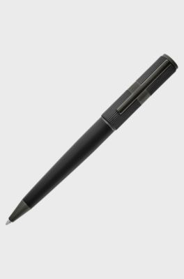 Black brass ballpoint pen with contrasting textures, Black
