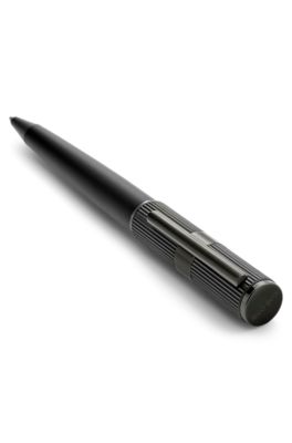 Black brass ballpoint pen with contrasting textures, Black